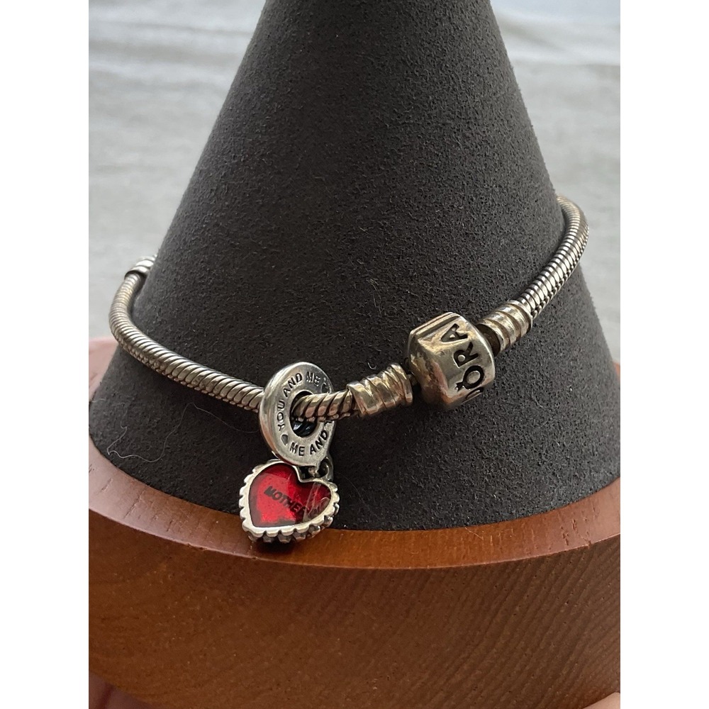 Pandora ALE 925 Sterling Silver Bracelet Enamel Mother Heart Charm